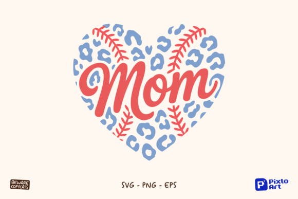 Leopard Baseball Mom Heart SVG: A Fun Embroidery Design