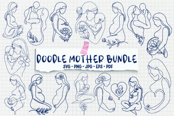 Review: 15 Motherhood Doodle Line Art Set