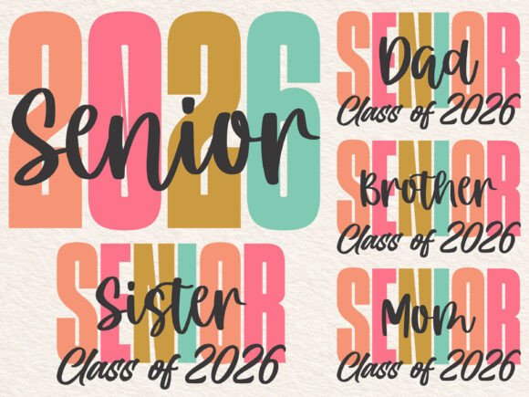 Senior Mom 2026 Svg and Senior Dad Png Design